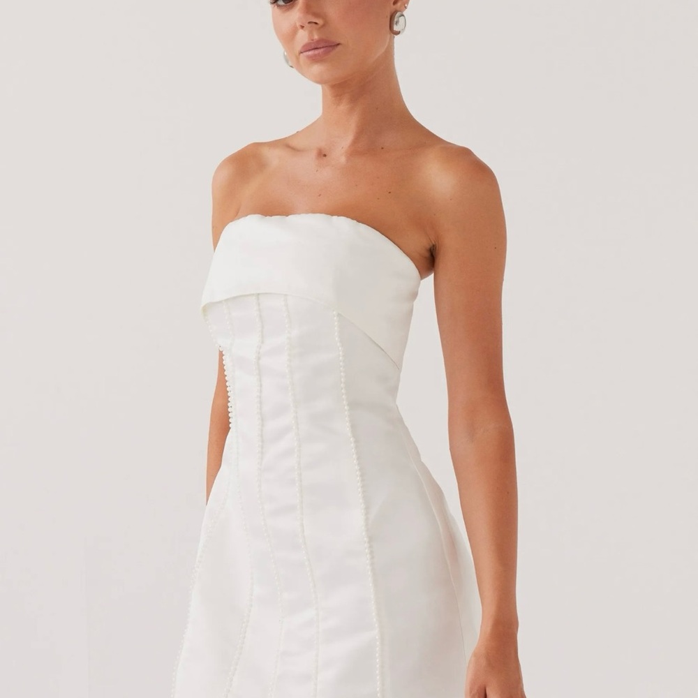 Peppermayo White Strapless Sheath Mini Dress